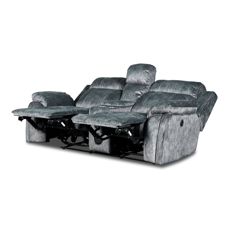 New Classic Furniture Tango 2-Piece Fabric Power Living Room Set in Shadow Gray