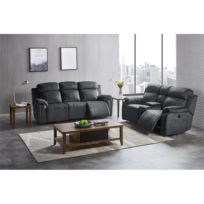 New Classic Furniture Tango 2-Piece Fabric Power Living Room Set in Shadow Gray