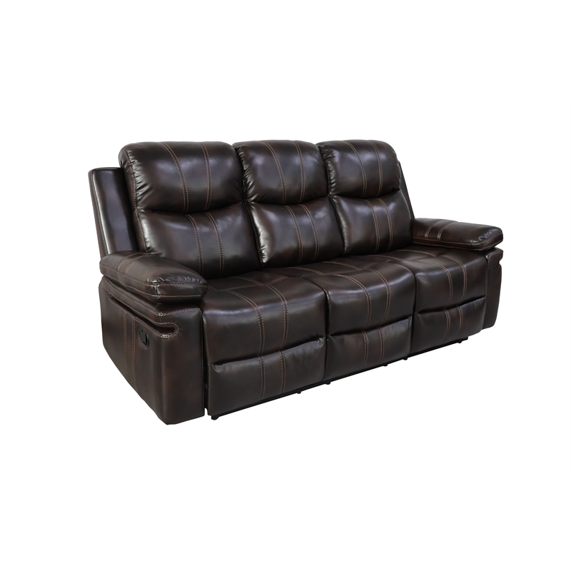 New Classic Furniture Kellen 2-Piece Faux Leather Power Living Room Set in Brown