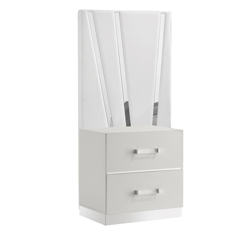 New Classic Furniture Europa Wood King Bed with Nightstand in White