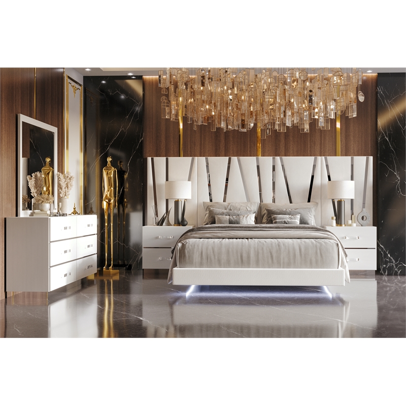 New Classic Furniture Europa 7-Piece Wood King Bedroom Set in White