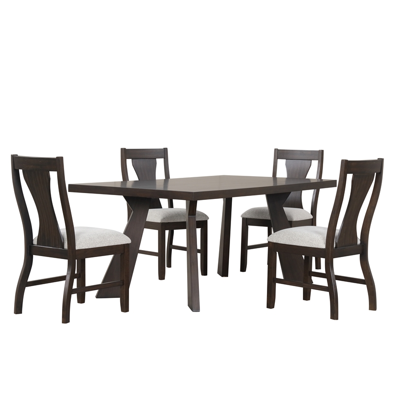 New Classic Furniture Chestnut Ridge 5-Piece Wood Dining Table Set in Brown