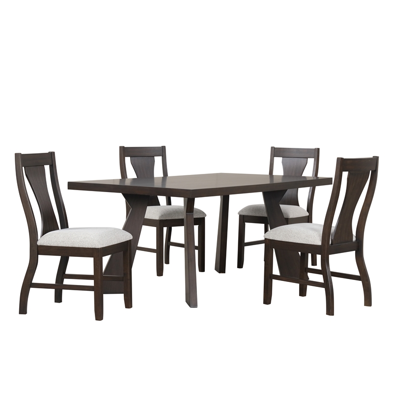 New Classic Furniture Chestnut Ridge 5-Piece Wood Dining Table Set in Brown