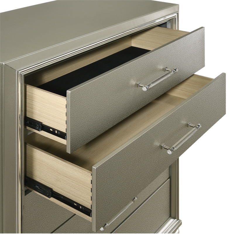 New Classic Furniture Lumina Wood 5-Drawer Chest in Silver Gray