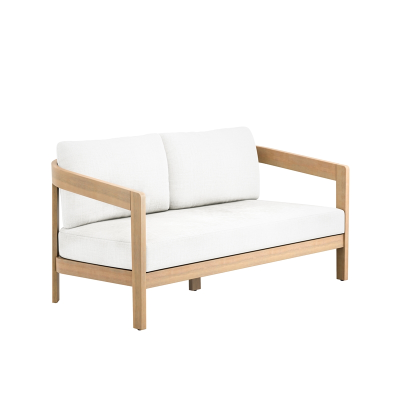 New Classic Furniture Wesley 4-pc Wood Patio Conversation Set in Natural/White