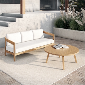 New Classic Furniture Wesley 2-pc Wood Patio Set with Sofa in Natural/White