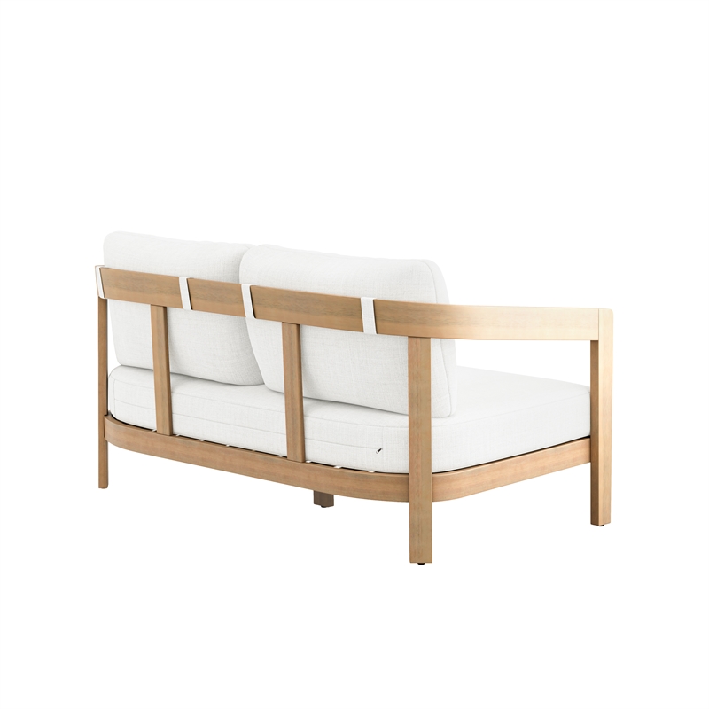 New Classic Furniture Wesley Wood Patio Loveseat with Cushion in Natural/White