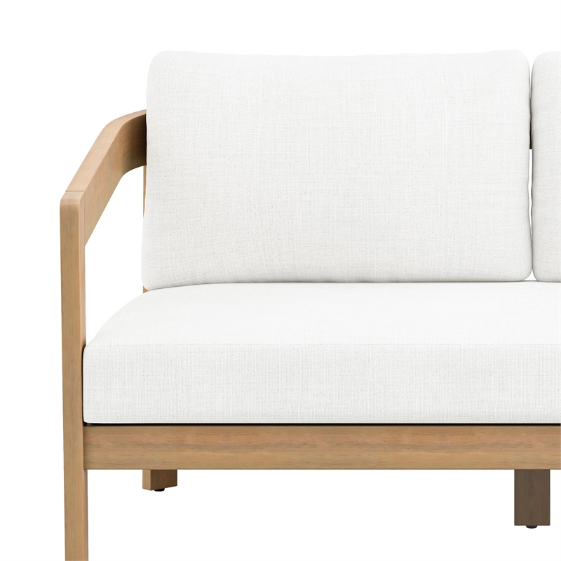 New Classic Furniture Wesley Wood Patio Loveseat with Cushion in Natural/White