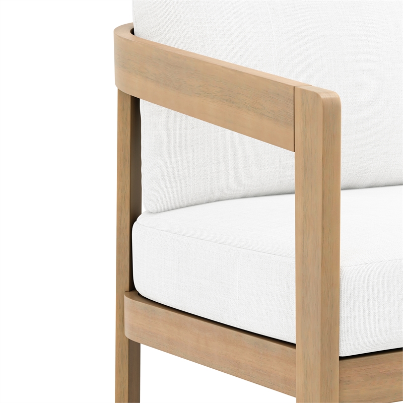 New Classic Furniture Wesley Wood Patio Loveseat with Cushion in Natural/White