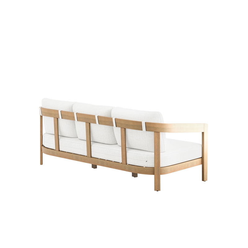 New Classic Furniture Wesley Wood Patio Sofa with Cushion in Natural/White