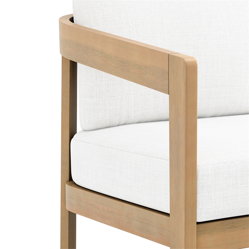 New Classic Furniture Wesley Wood Patio Sofa with Cushion in Natural/White