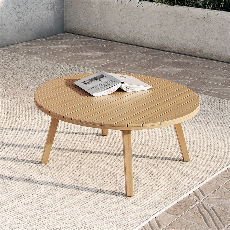 New Classic Furniture Wesley Wood Patio Coffee Table in Natural