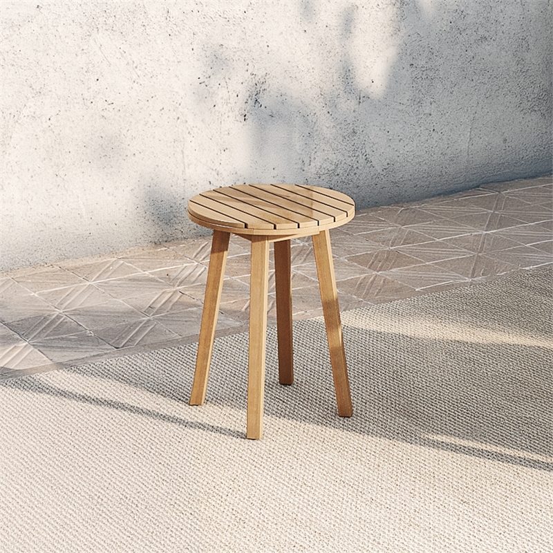 New Classic Furniture Wesley Wood Patio End Table in Natural