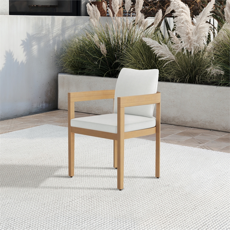 New Classic Furniture Wesley Wood Patio Dining Chair in Natural/White