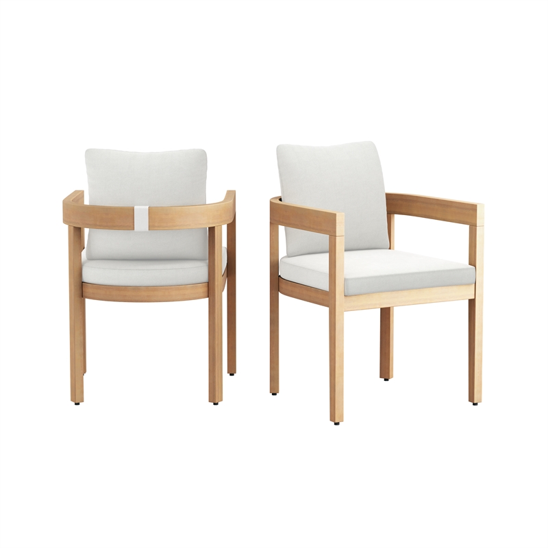 New Classic Furniture Wesley Wood Patio Dining Chair in Natural/White (Set of 2)