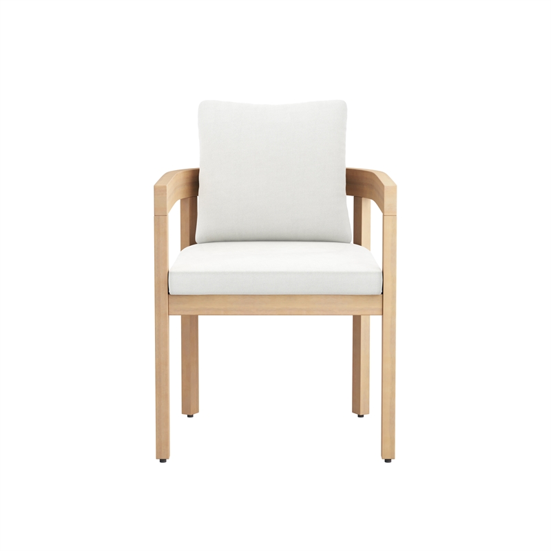New Classic Furniture Wesley Wood Patio Dining Chair in Natural/White (Set of 2)