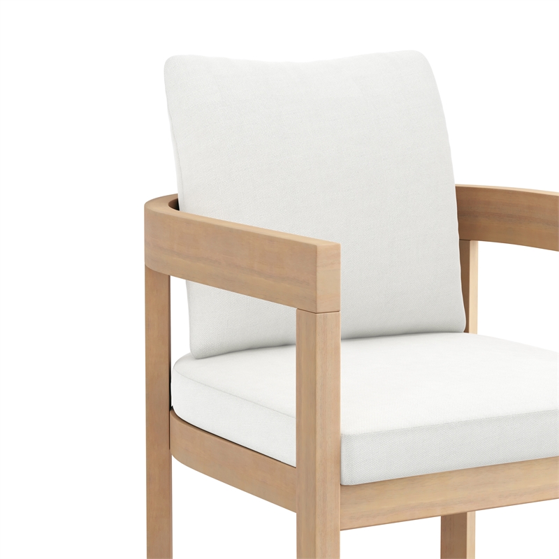 New Classic Furniture Wesley Wood Patio Dining Chair in Natural/White (Set of 2)