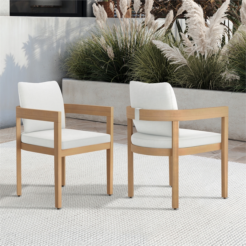 New Classic Furniture Wesley Wood Patio Dining Chair in Natural/White (Set of 2)