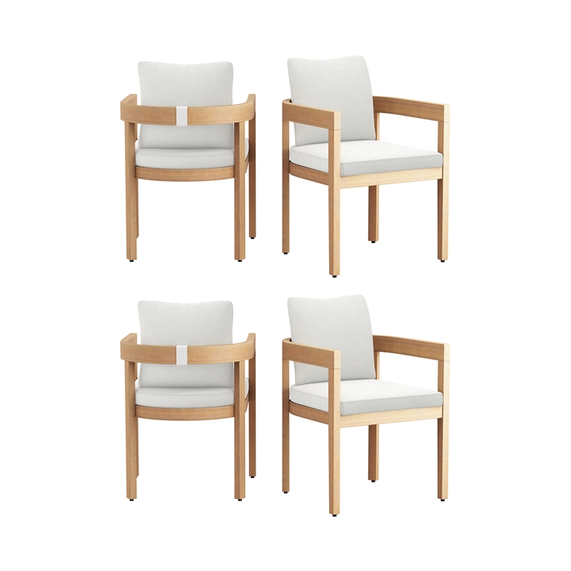 New Classic Furniture Wesley Wood Patio Dining Chair in Natural/White (Set of 4)