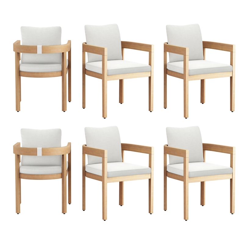 New Classic Furniture Wesley Wood Patio Dining Chair in Natural/White (Set of 6)