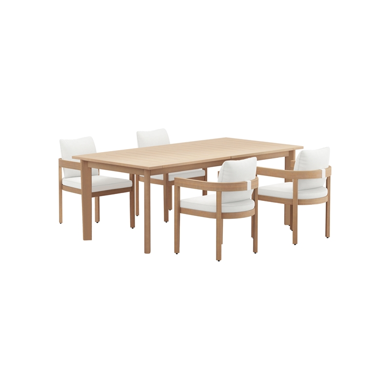 New Classic Furniture Wesley 5-Piece Wood Patio Dining Set in Natural/White