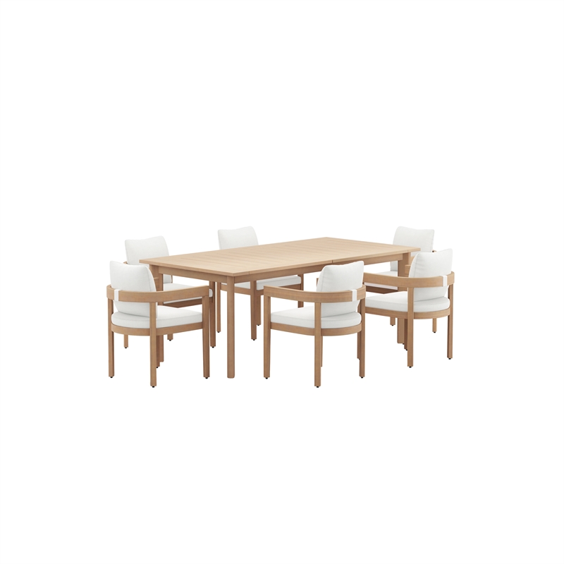 New Classic Furniture Wesley 7-Piece Wood Patio Dining Set in Natural/White