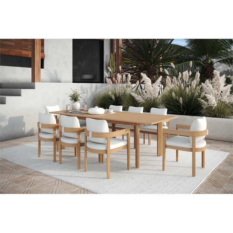 New Classic Furniture Wesley 9-Piece Wood Patio Dining Set in Natural/White