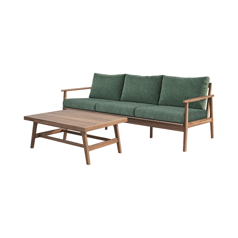 New Classic Furniture Ashton 2-Piece Wood Patio Conversation Set in Moss Green