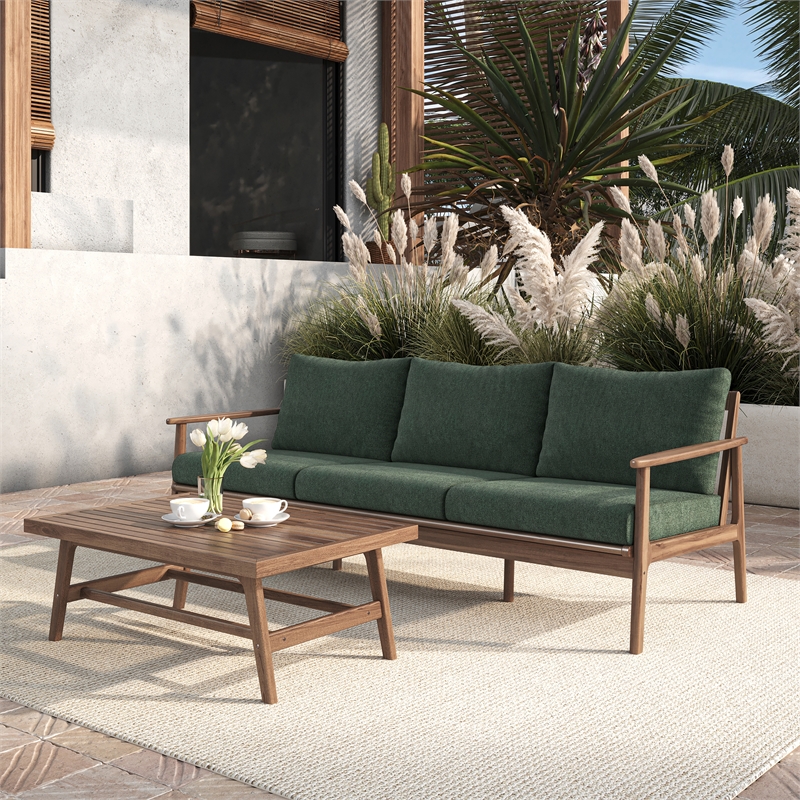 New Classic Furniture Ashton 2-Piece Wood Patio Conversation Set in Moss Green