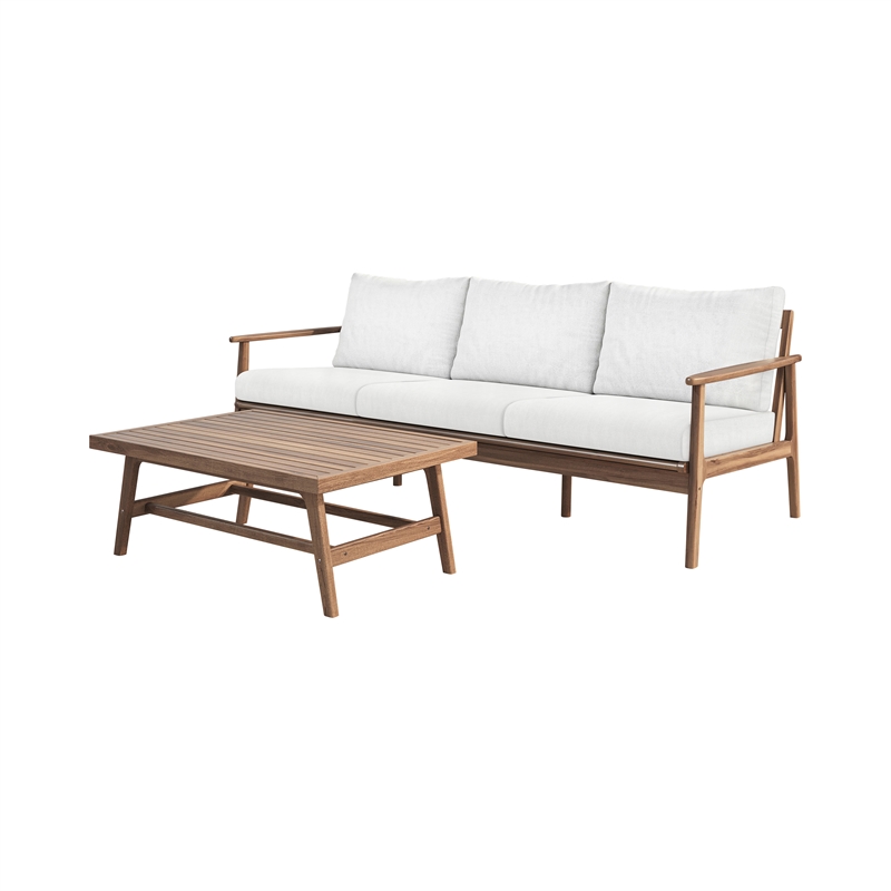 New Classic Furniture Ashton 2-Piece Wood Patio Conversation Set in Natural