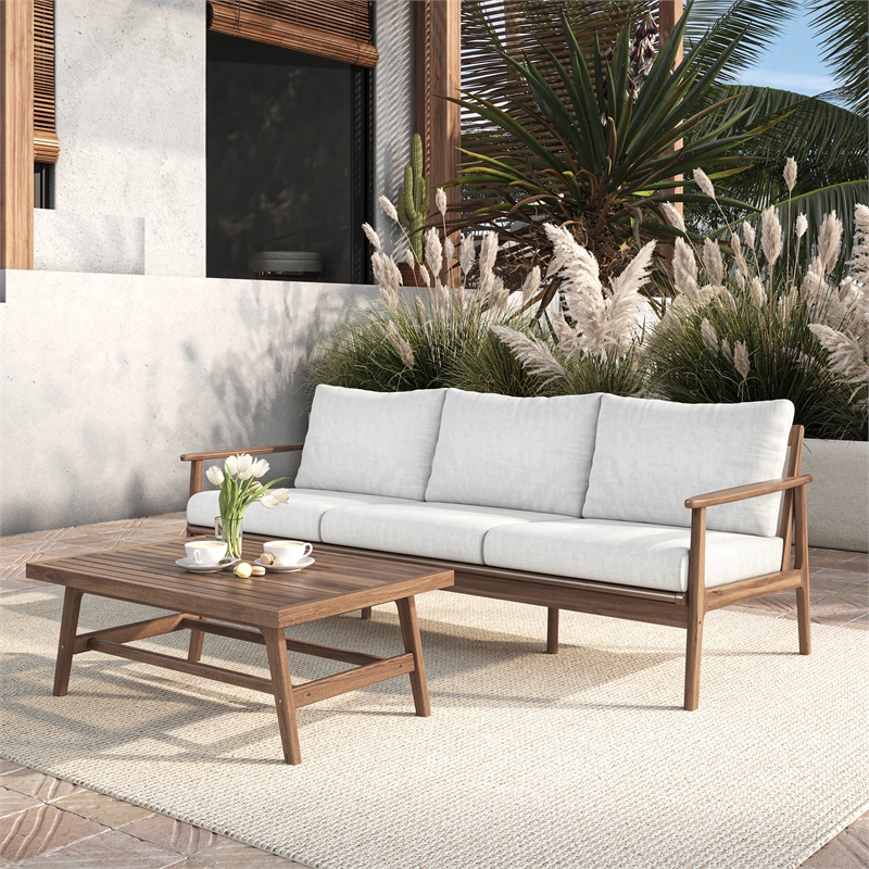 New Classic Furniture Ashton 2-Piece Wood Patio Conversation Set in Natural