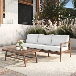 New Classic Furniture Ashton 2-Piece Wood Patio Conversation Set in Natural