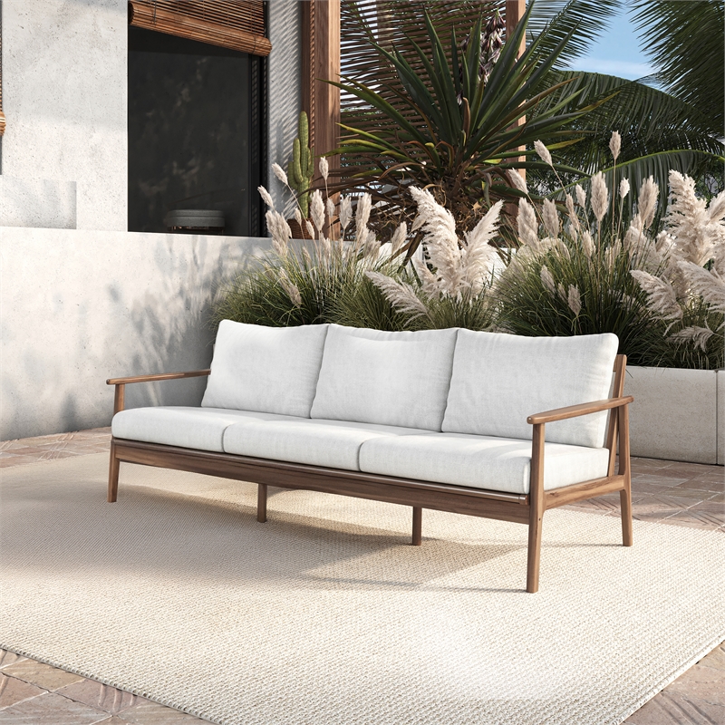 New Classic Furniture Ashton Wood/Fabric Patio Sofa in Natural