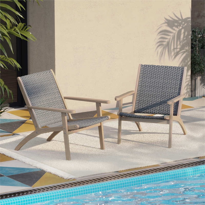 New Classic Furniture Radius Wood Patio Side Chair in Gray (Set of 2)