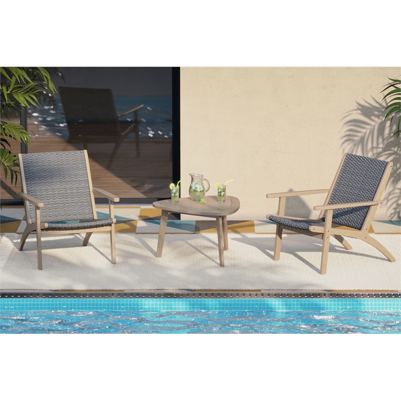 New Classic Furniture Radius 3-Piece Wood Patio Set in Gray