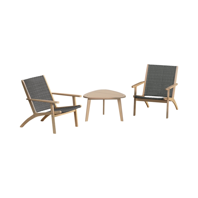 New Classic Furniture Radius 3-Piece Wood Patio Set in Gray