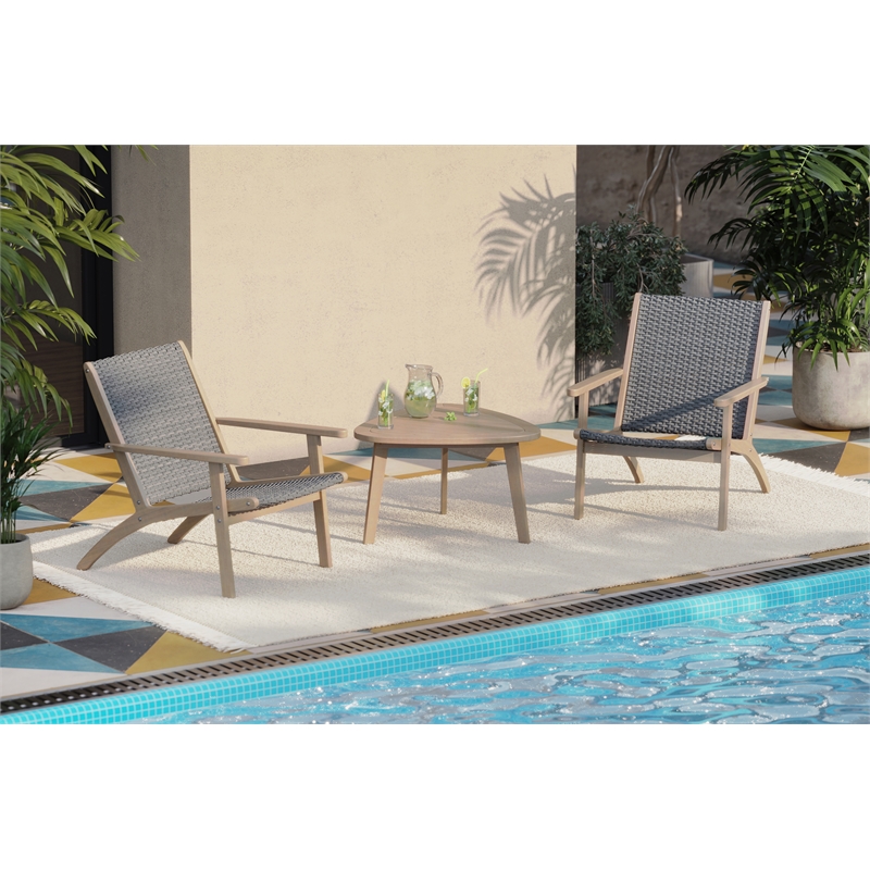 New Classic Furniture Radius 3-Piece Wood Patio Set in Gray