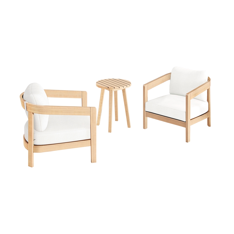 New Classic Furniture Wesley 3-pc Wood Patio Conversation Set in Natural/White