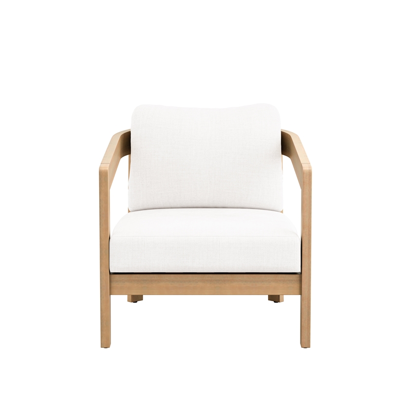 New Classic Furniture Wesley Wood Patio Club Chair with Cushion in Natural/White