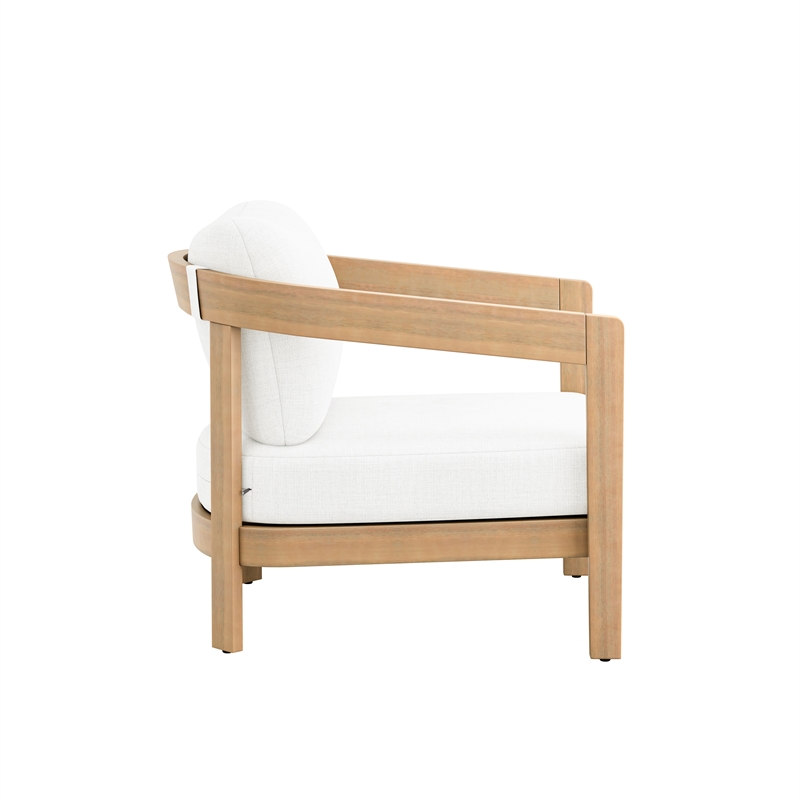 New Classic Furniture Wesley Wood Patio Club Chair with Cushion in Natural/White