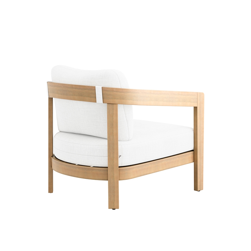 New Classic Furniture Wesley Wood Patio Club Chair with Cushion in Natural/White
