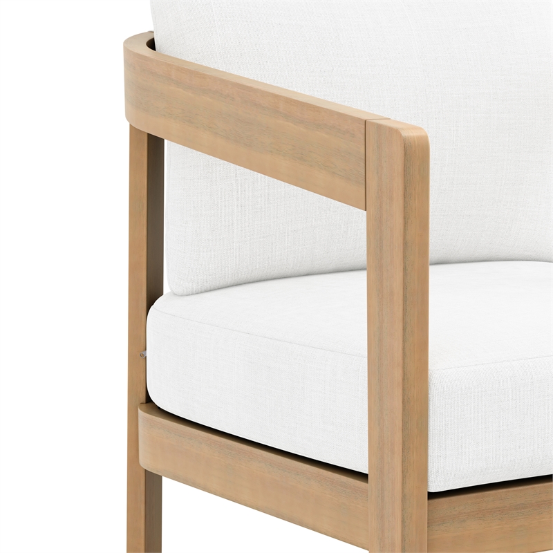 New Classic Furniture Wesley Wood Patio Club Chair with Cushion in Natural/White