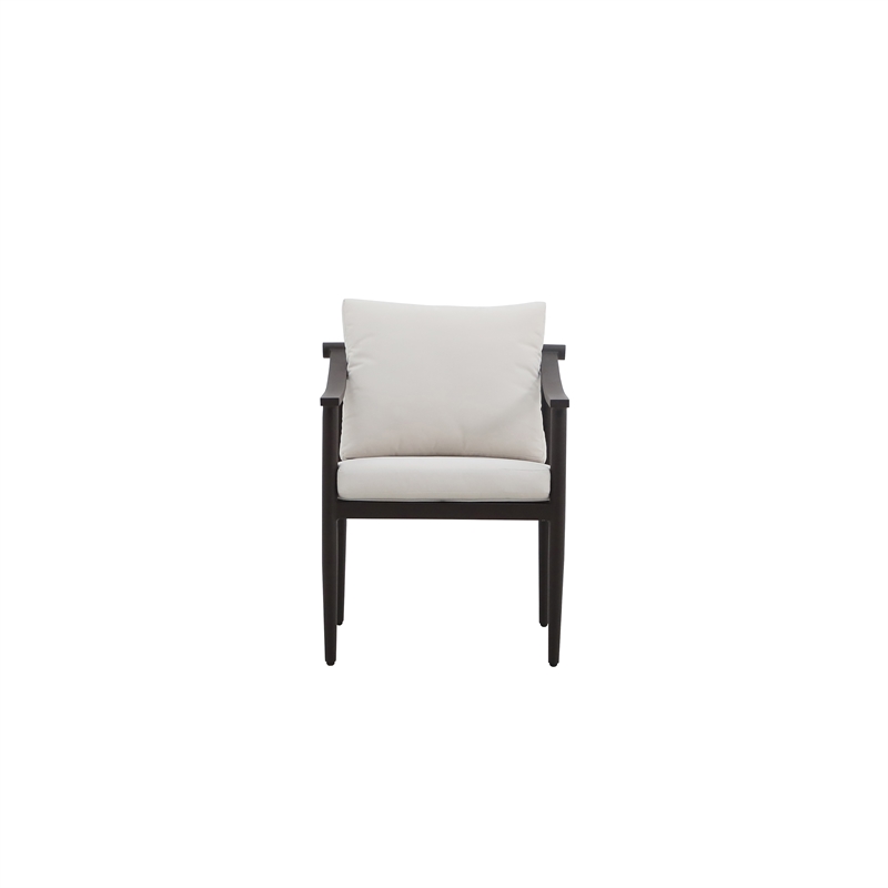 New Classic Furniture Moana Aluminum Patio Side Chair in Brown/Ivory (Set of 2)