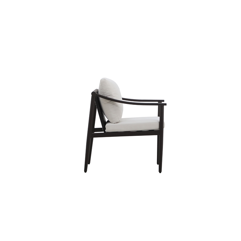 New Classic Furniture Moana Aluminum Patio Side Chair in Brown/Ivory (Set of 2)