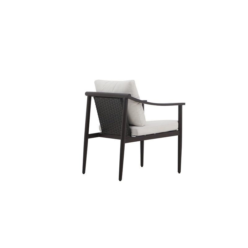 New Classic Furniture Moana Aluminum Patio Side Chair in Brown/Ivory (Set of 2)