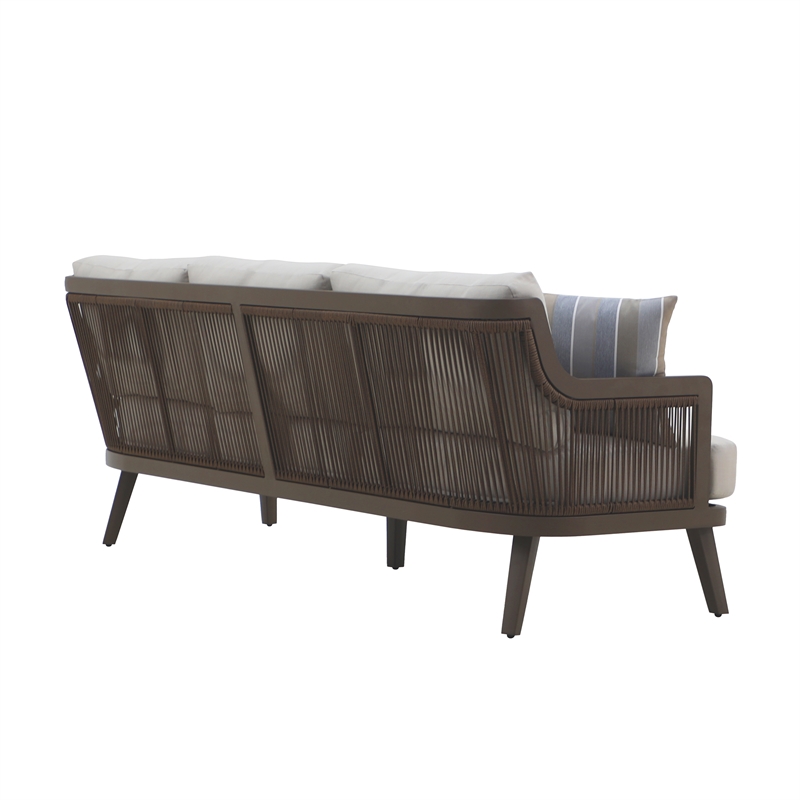 New Classic Furniture Genova 2-Piece Aluminum & Wicker Patio Set in Brown/Gray