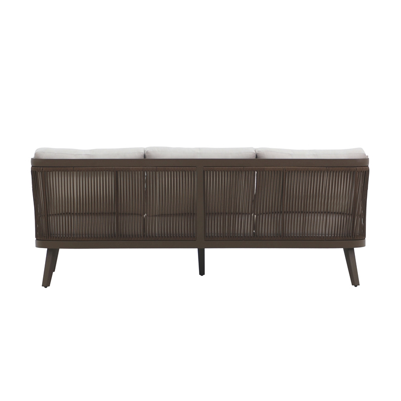 New Classic Furniture Genova 2-Piece Aluminum & Wicker Patio Set in Brown/Gray