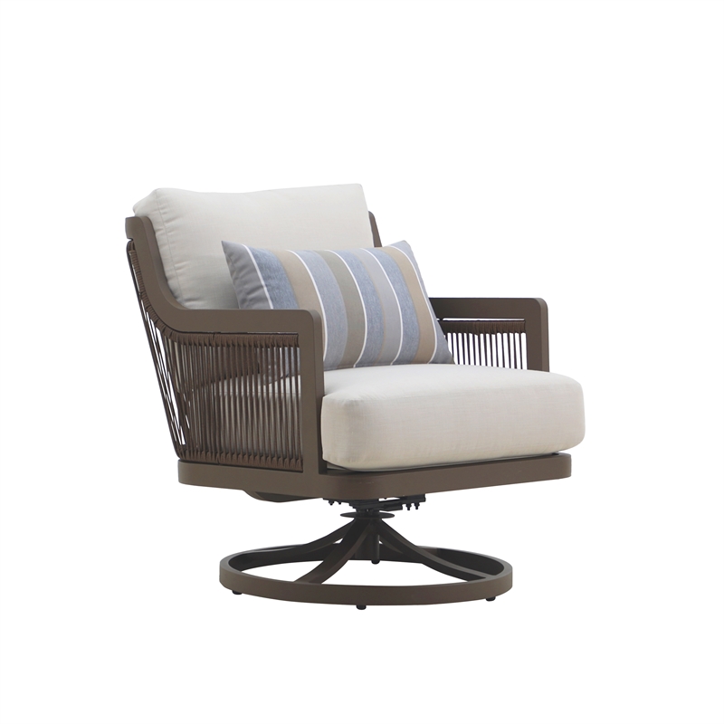 New Classic Furniture Genova Aluminum/Wicker Patio Swivel Chair in Gray (2 pcs)