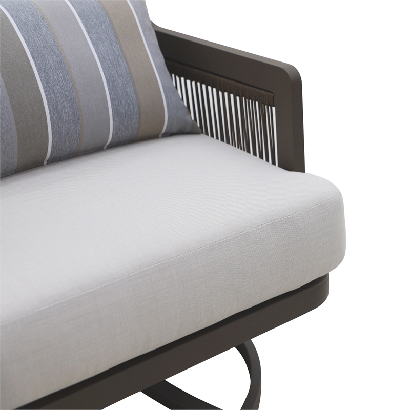New Classic Furniture Genova Aluminum/Wicker Patio Swivel Chair in Gray (2 pcs)