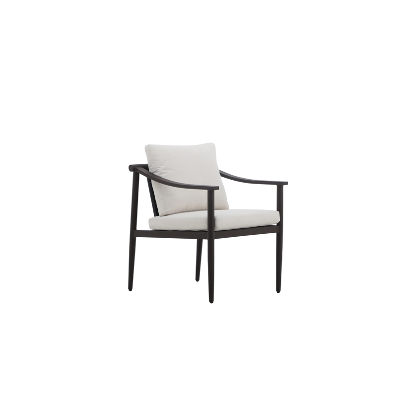 New Classic Furniture Moana Aluminum Patio Side Chair in Brown/Ivory (Set of 6)